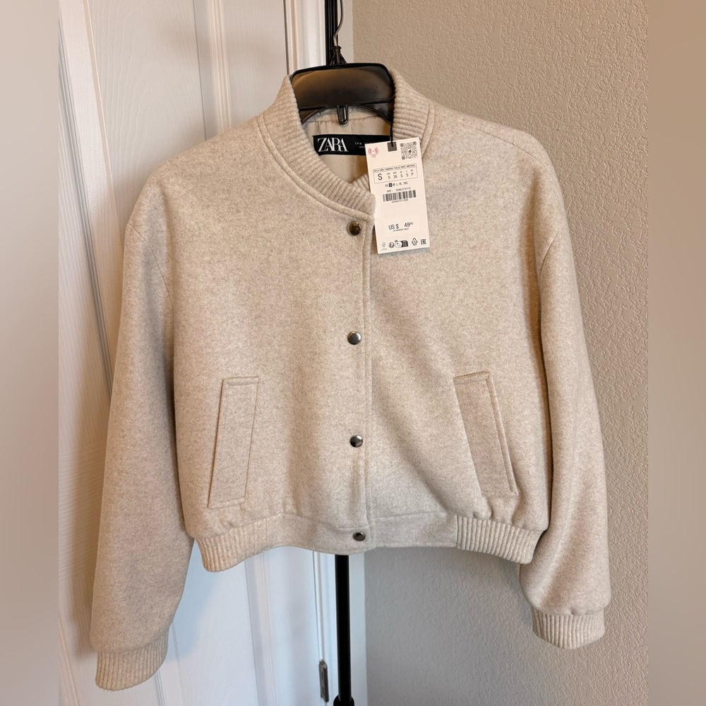 Zara Light Gray Wool-Blend Jacket